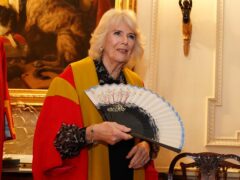 Queen Camilla was presented with a fan designed by Stewart Parvin (Jordan Pettitt/PA)