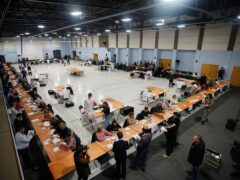 Votes are counted for the Kingswood by-election at the Thornbury Leisure Centre, Gloucestershire.