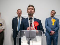 Labour candidate Damien Egan gives a speech after being declared MP for Kingswood (Ben Birchall/PA Wire)