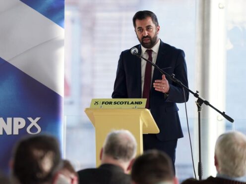Humza Yousaf delivers a speech on the future of Scotland’s energy sector at His Majesty’s Theatre in Aberdeen (Andrew Milligan/PA)