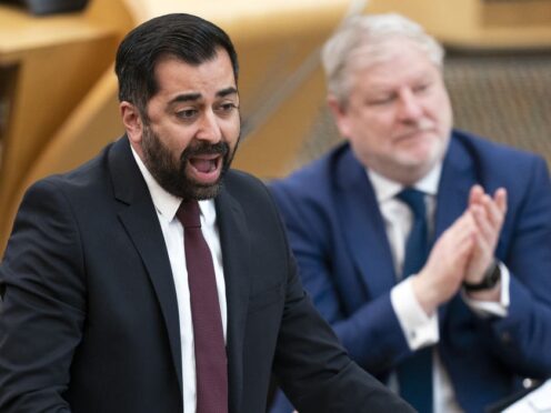 First Minister Humza Yousaf during First Minster’s Questions at the Scottish Parliament in Holyrood (Jane Barlow/PA)