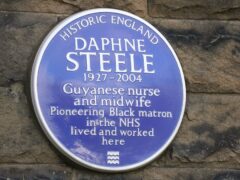 A blue plaque honouring Daphne Steele, the NHS’s first black matron, at the former St Winifred’s maternity home in Ilkley, West Yorkshire (Owen Humphreys/PA)