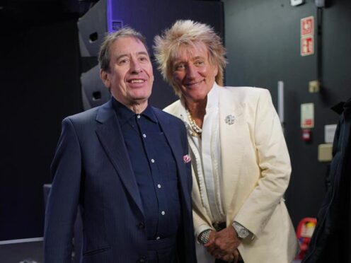 Jools Holland and Rod Stewart during a signing session for their new collaborative studio album Swing Fever (Yui Mok/PA)