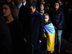 Members of the congregation during the service to mark the second anniversary of Russia’s invasion of Ukraine at the Scottish National War Memorial (Jane Barlow/PA)