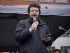 British Palestinian activist John Aziz speaking at a ‘No to Terror’ rally at Tavistock Square, central London (Yui Mok/PA)