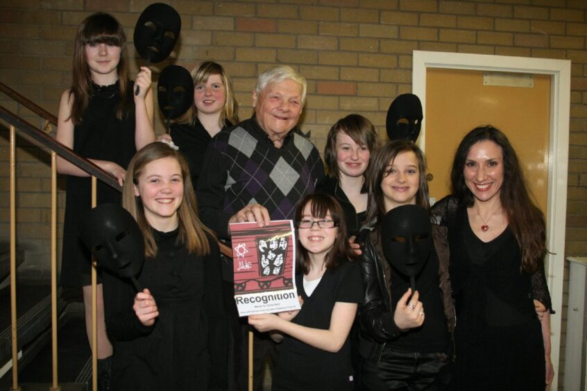 George Brady joins pupils ahead of the drama Recognition 