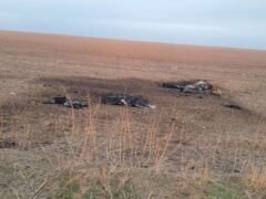 Authorities in Moldova say they have destroyed explosives discovered in a part of a Shahed drone that crashed on its territory from the war in neighbouring Ukraine ( Moldova Border Police/AP)