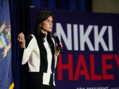 Republican presidential candidate and former United Nations Ambassador Nikki Haley speaks at a campaign event in Troy, Michigan (Carlos Osorio/AP)