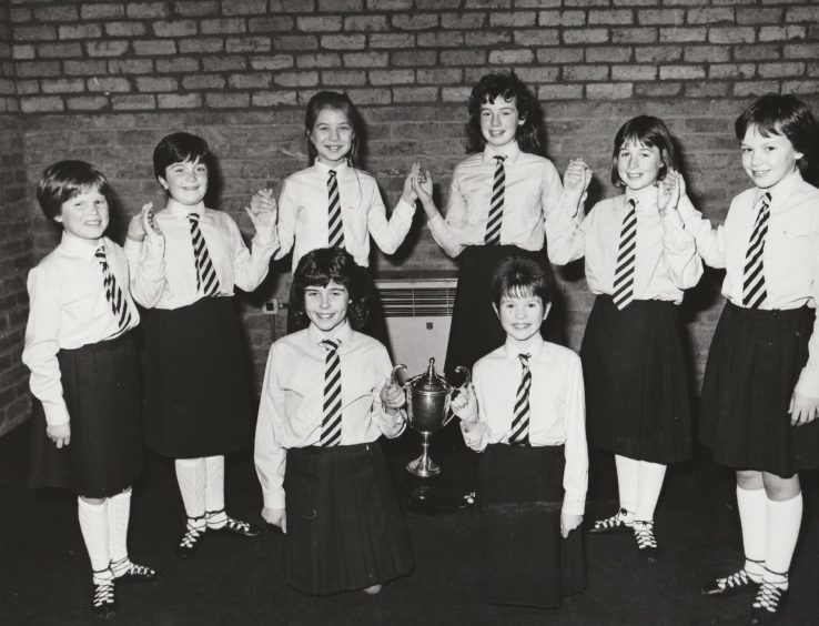 The winning dancers with the trophy after the Arbroath Musical Festival.