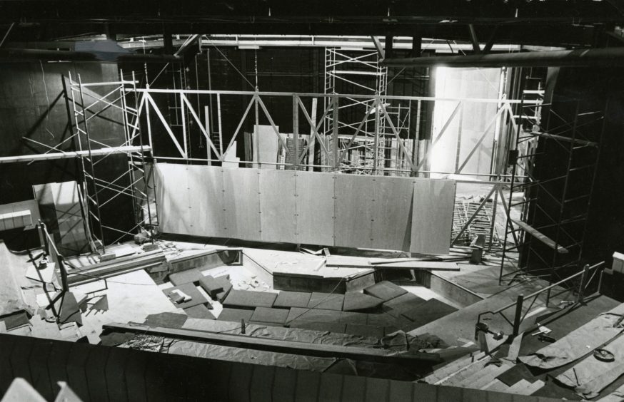 The stage under construction in 1982. 