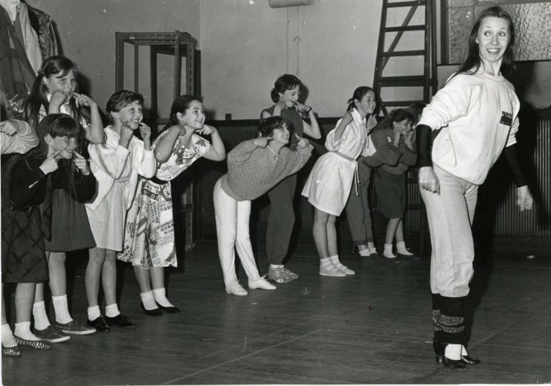 Youngsters at auditions for Annie with choreographer Rita Henderson in 1985.