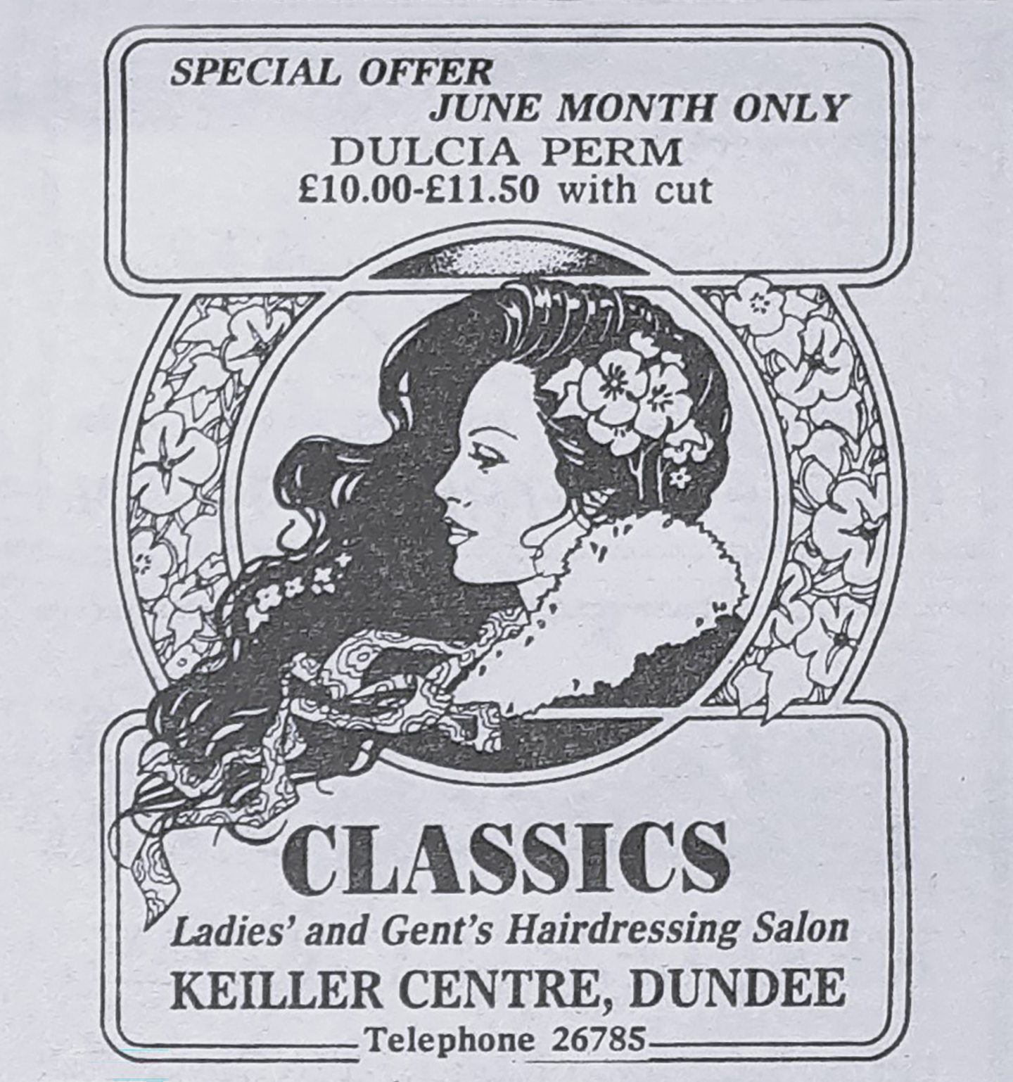 A flyer advertising Classics salon at the Keiller Centre in Dundee