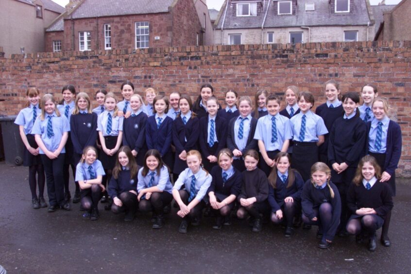 Carnoustie’s Carlogie Primary School choir pose for a picture in the car park