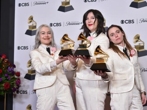 From left, Phoebe Bridgers, Lucy Dacus and Julien Baker (Richard Shotwell/Invision/AP)