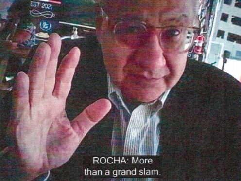 Manuel Rocha during a meeting with an FBI undercover employee (Justice Department via AP, File)