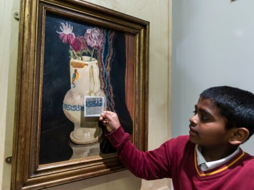 Aarush Nagar, 10, from Our Lady and St Joseph Catholic Academy at the Art Explora Mobile Museum (Fabio De Paola/PA)
