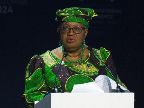 Ngozi Okonjo-Iweala noted the ongoing disruption to shipping caused by Yemen’s Houthi rebels in the Red Sea (Jon Gambrell/AP)