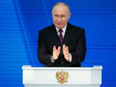Russian President Vladimir Putin delivers his state-of-the-nation address (Alexander Zemlianichenko/AP)