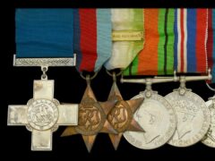 The George Cross, awarded to Sub Lt Easton, is among the seven Second World War medals being put up for auction (Noonans Mayfair/PA)