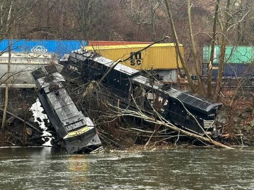 Trains derailed in Saucon Township (Nancy Run Fire Company via AP)
