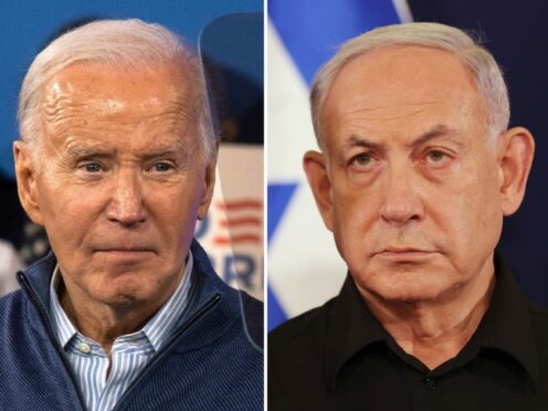 Israel’s Benjamin Netanyahu (right) is ‘determined’ that a ground offensive in Rafah will happen despite misgivings from US president Joe Biden (left) (AP Photo)
