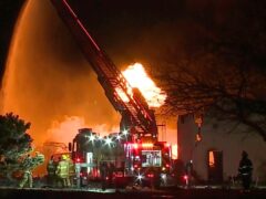 Firefighters battled an industrial blaze in a Detroit suburb (Courtesy of WXYZ via AP)