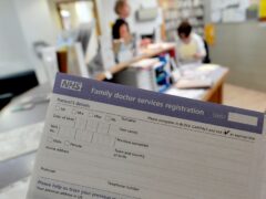 A registration form at the Temple Fortune Health Centre GP Practice near Golders Green, London (PA)