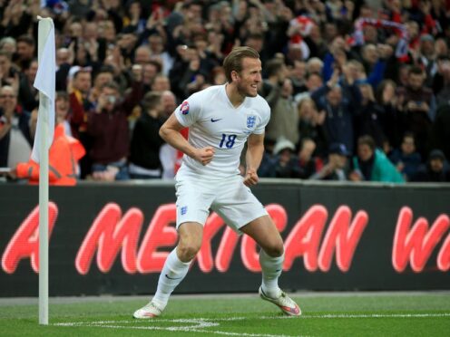 Harry Kane celebrates his first England goal (Nick Potts/PA)