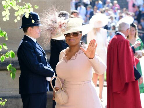 Oprah Winfrey arrives at St George’s Chapel at Windsor Castle for the wedding of Meghan Markle and Prince Harry (PA)