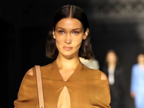 Bella Hadid during the Burberry show at London Fashion Week (Aaron Chown/PA)