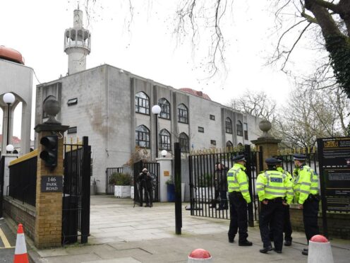 Police outside the London Central Mosque (PA)
