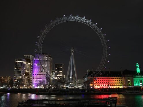 The London Eye takes part in Earth Hour in 2021 as people across the world are encouraged to switch off their lights for an hour to show their support for the environment (Yui Mok/PA)