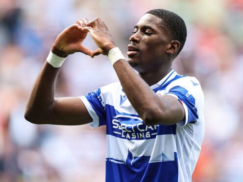 Reading’s Kelvin Ehibhatiomhan celebrates scoring their side’s first goal of the game during the Sky Bet League One match at the Select Car Leasing Stadium, Reading. Picture date: Saturday August 19, 2023.