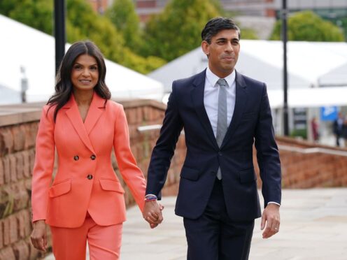 Prime Minister Rishi Sunak and his wife, Akshata Murty, spoke to Grazia about household jobs ahead of International Women’s Day (Peter Byrne/PA)