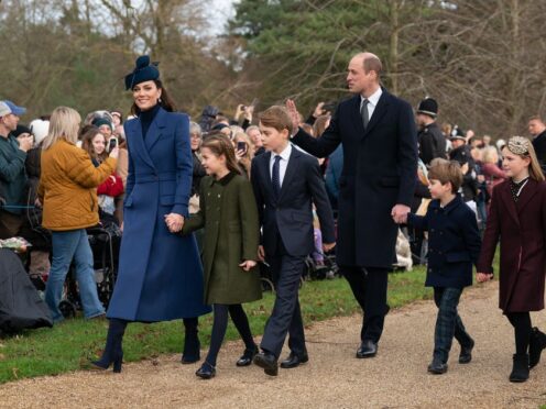 The Princess of Wales, Princess Charlotte, Prince George, the Prince of Wales, Prince Louis and Mia Tindall attending the Christmas Day morning church service at St Mary Magdalene Church in Sandringham, Norfolk in what was Kate’s last verified public appearance before her recent break from duties (Joe Giddens/PA)