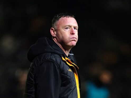 Newport County manager Graham Coughlan reacts following the Emirates FA Cup fourth round match at Rodney Parade, Newport. Picture date: Sunday January 28, 2024.