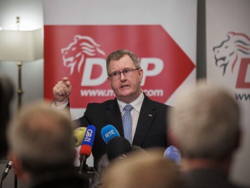 Sir Jeffrey Donaldson has stood down as DUP leader (PA)
