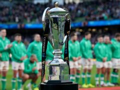 The Guinness Six Nations trophy, on display in Dublin last month (Brian Lawless/PA)