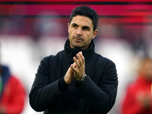 Arsenal manager Mikel Arteta believes his team may have to win every game left to lift the Premier League title. (Adam Davy/PA)