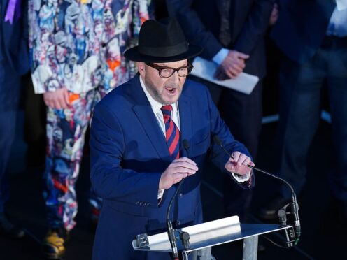 George Galloway said his victory had been ‘for Gaza’ (Peter Byrne/PA)