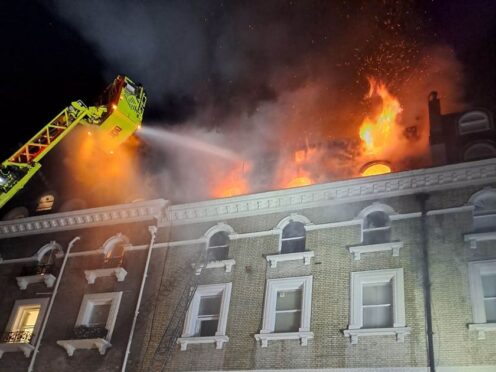 Emergency services at the scene of the fire at a five-storey building in South Kensington (London Fire Brigade/PA)