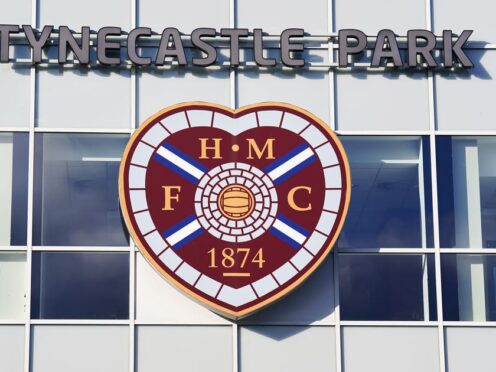 Hearts are to demand answers after claiming a club logo was “defaced” by a Rangers sticker (Andrew Milligan/PA)