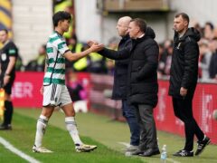 The Celtic manager was unhappy with Yang Hyun-Jun’s red card (Andrew Milligan/PA)