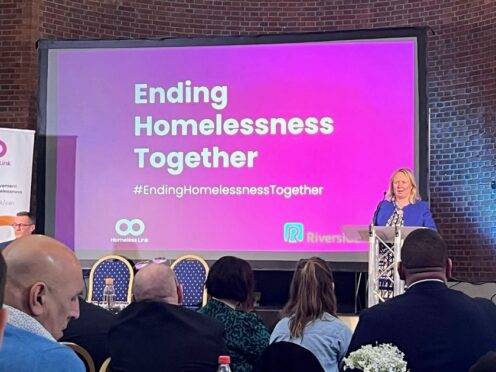 Homelessness minister Felicity Buchan speaking at the Emmanuel Centre in Westminster, London, at an event organised by Homeless Link (Aine Fox/PA)