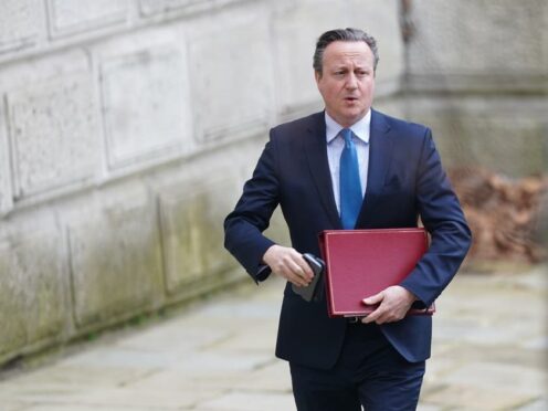 Lord David Cameron called for Israel to open one of its ports and to allow aid to enter Gaza via land (James Manning/PA)