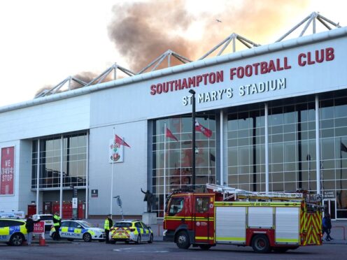 Fire services and police attend the scene outside St Mary’s Stadium (Adam Davy/PA)