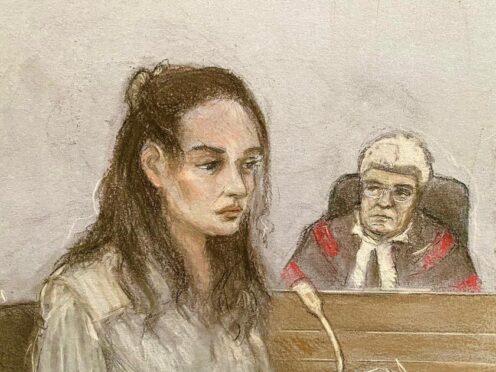 Court sketch of Constance Marten appearing at the Old Bailey in central London (Elizabeth Cook/PA)