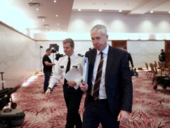 Chief Constable Jon Boutcher (right) and Temporary Deputy Chief Constable Chris Todd, leave the press conference at Stormont Hotel in Belfast following the publication of the Operation Kenova Interim Report into Stakeknife, the British Army’s top agent inside the IRA in Northern Ireland during the Troubles (Liam McBurney/PA)