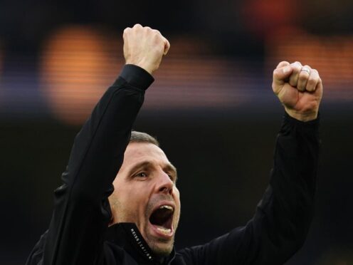 Gary O’Neil celebrates Wolves’ victory over Fulham (Nick Potts/PA)