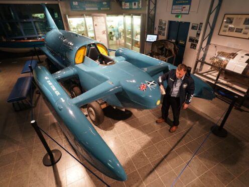 The finishing touches are put to record-breaking hydroplane boat Bluebird K7 (Owen Humphreys/PA)